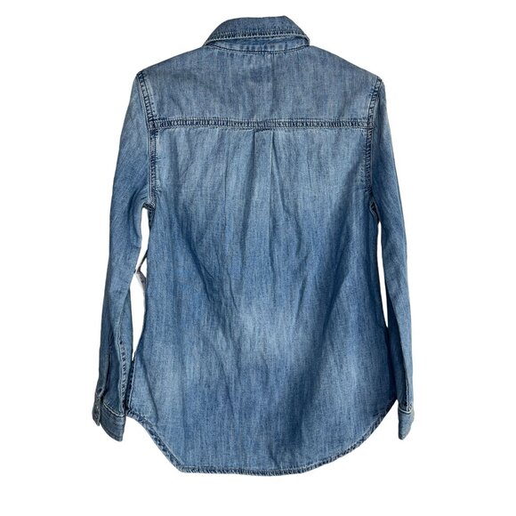 Gap Kids Girls Denim Chambray Button Down Shirt Blue Small S Long Sleeve - Picture 2 of 10